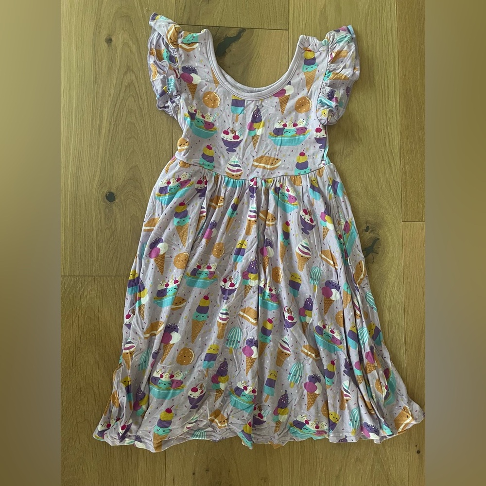 Little sleepies wild berry social print flutter dress